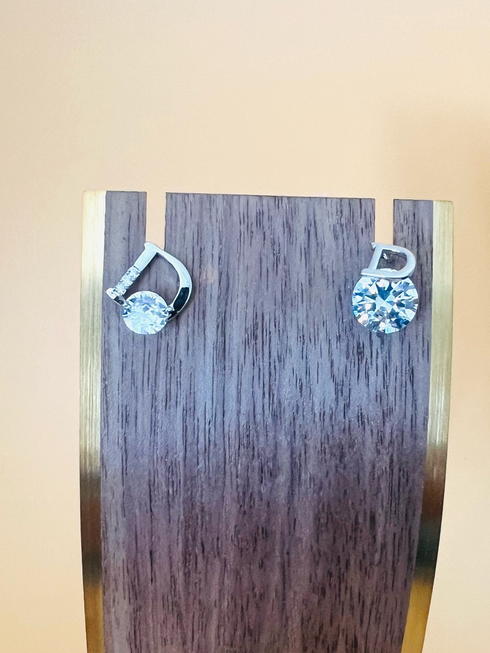 Silver earrings large clear CZ stamped .925